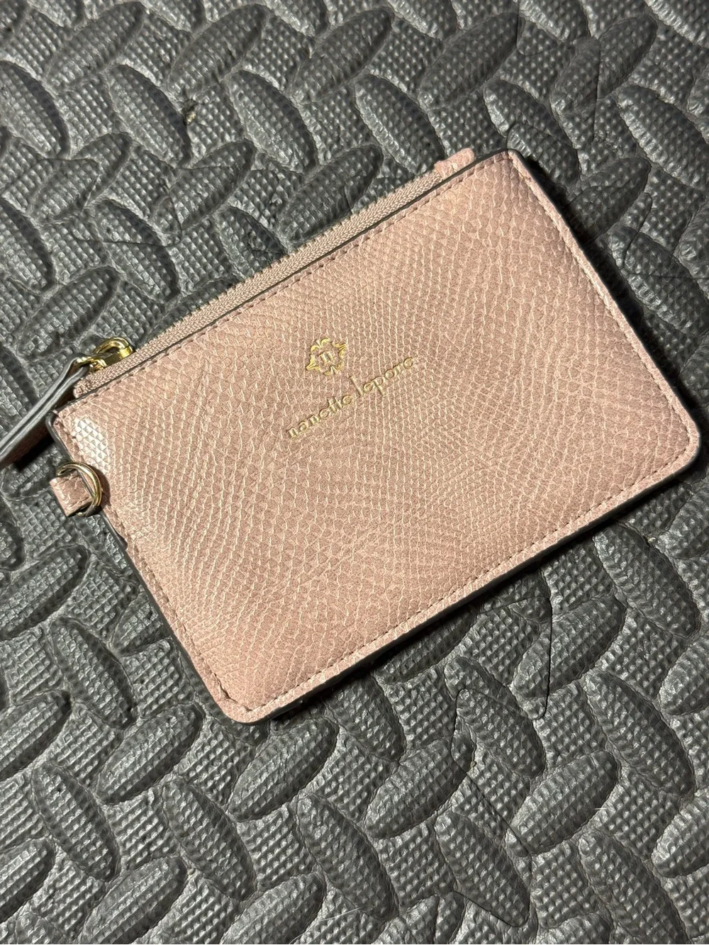 Nanette Lepore Blush Pink Textured Zip Card Case Holder Wallet NWOT